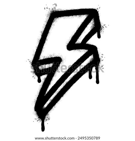 Spray Painted Graffiti electric lightning bolt symbol Sprayed isolated with a white background. graffiti electric lightning bolt icon   with over spray in black over white. Vector illustration.