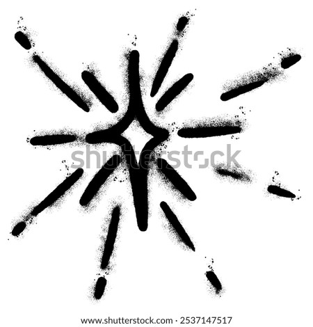 Spray Painted Graffiti stars sparkle icon Sprayed isolated with a white background. graffiti shining burst with over spray in black over white.