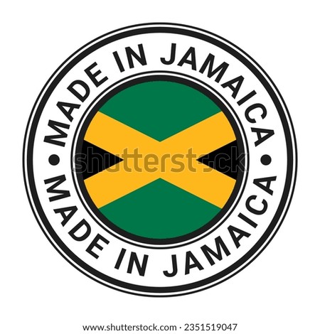 Made In Jamaica round stamp sticker with Jamaican Flag vector illustration