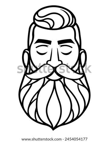 Bearded Hipster Man Head Portrait sketch drawing. Barber Shop vector illustration