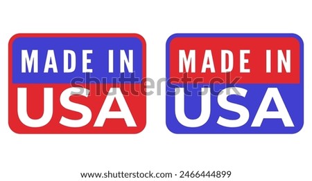 Red and Blue Made In USA isolated stamp, sticker, banner vector illustration