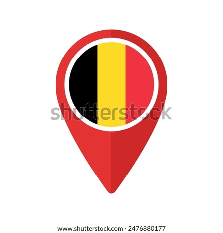 Red Map Marker with Belgium round Flag. Location Pin isolated icon vector illustration