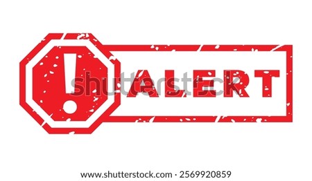 Red Alert isolated grunge stamp, sticker, header with Warning hexagon sign vector illustration