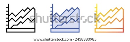 area graph icon. Linear, Blue Fill and Gradient Style Design Isolated On White Background