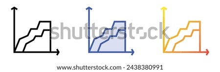 area chart icon. Linear, Blue Fill and Gradient Style Design Isolated On White Background