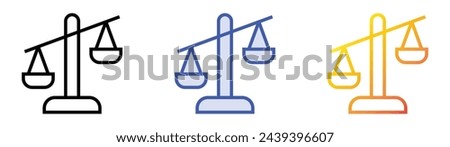 balance scale icon. Linear, Blue Fill and Gradient Style Design Isolated On White Background