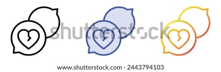 break up icon. Linear, Blue Fill and Gradient Style Design Isolated On White Background