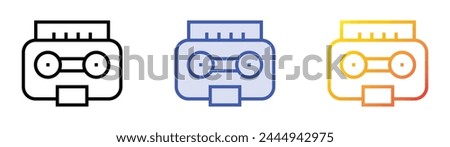 boombox icon. Linear, Blue Fill and Gradient Style Design Isolated On White Background