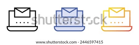 check mail icon. Linear, Blue Fill and Gradient Style Design Isolated On White Background