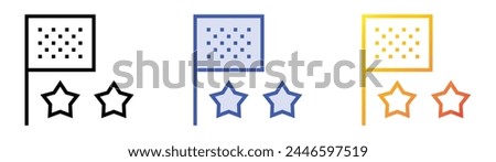 chequered flag icon. Linear, Blue Fill and Gradient Style Design Isolated On White Background