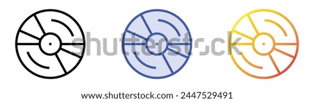 cd icon. Linear, Blue Fill and Gradient Style Design Isolated On White Background