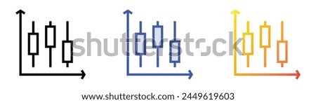 candlestick chart icon. Linear, Blue Fill and Gradient Style Design Isolated On White Background