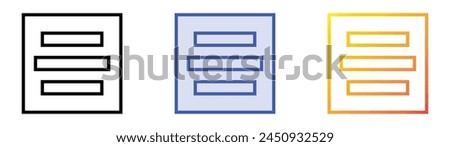 center alignment icon. Linear, Blue Fill and Gradient Style Design Isolated On White Background