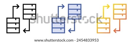 data exchange icon. Linear, Blue Fill and Gradient Style Design Isolated On White Background