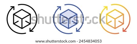 d cube icon. Linear, Blue Fill and Gradient Style Design Isolated On White Background