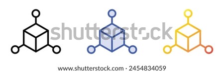 d cube icon. Linear, Blue Fill and Gradient Style Design Isolated On White Background