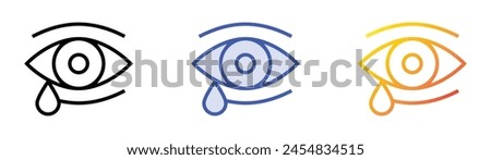 crying icon. Linear, Blue Fill and Gradient Style Design Isolated On White Background