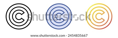 copyright icon. Linear, Blue Fill and Gradient Style Design Isolated On White Background