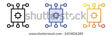 cpu icon. Linear, Blue Fill and Gradient Style Design Isolated On White Background