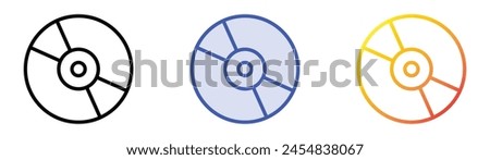 compact disk icon. Linear, Blue Fill and Gradient Style Design Isolated On White Background