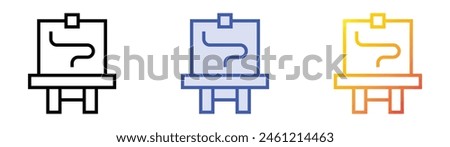 easel icon. Linear, Blue Fill and Gradient Style Design Isolated On White Background
