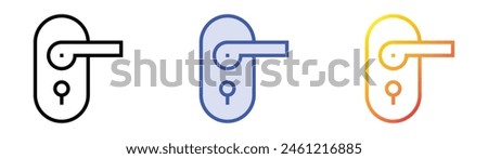 door lock icon. Linear, Blue Fill and Gradient Style Design Isolated On White Background