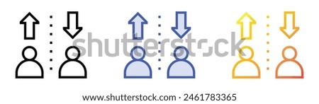 dismissal icon. Linear, Blue Fill and Gradient Style Design Isolated On White Background