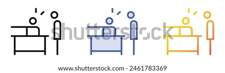 dismissal icon. Linear, Blue Fill and Gradient Style Design Isolated On White Background