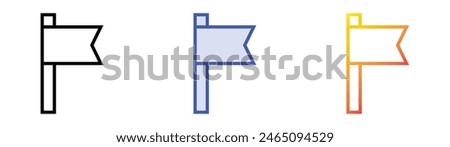 flag pole icon. Linear, Blue Fill and Gradient Style Design Isolated On White Background