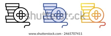 film reel icon. Linear, Blue Fill and Gradient Style Design Isolated On White Background