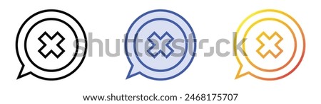 error message icon. Linear, Blue Fill and Gradient Style Design Isolated On White Background