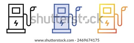electric charge icon. Linear, Blue Fill and Gradient Style Design Isolated On White Background