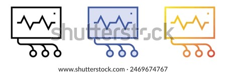 ECG monitor icon. Linear, Blue Fill and Gradient Style Design Isolated On White Background