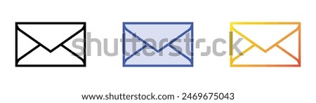 email icon. Linear, Blue Fill and Gradient Style Design Isolated On White Background