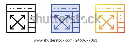 full screen icon. Linear, Blue Fill and Gradient Style Design Isolated On White Background