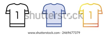 football shirt icon. Linear, Blue Fill and Gradient Style Design Isolated On White Background