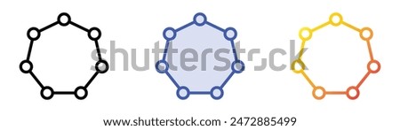 heptagon icon. Linear, Blue Fill and Gradient Style Design Isolated On White Background
