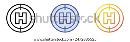 helipad icon. Linear, Blue Fill and Gradient Style Design Isolated On White Background