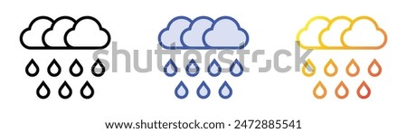heavy rain icon. Linear, Blue Fill and Gradient Style Design Isolated On White Background