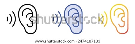 hearing icon. Linear, Blue Fill and Gradient Style Design Isolated On White Background