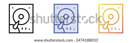 hdd icon. Linear, Blue Fill and Gradient Style Design Isolated On White Background