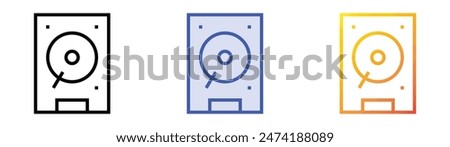 hard disk icon. Linear, Blue Fill and Gradient Style Design Isolated On White Background