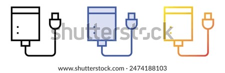 hard disc icon. Linear, Blue Fill and Gradient Style Design Isolated On White Background