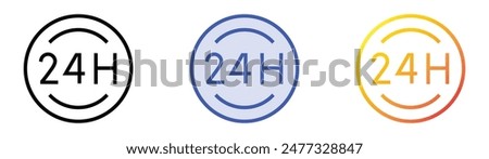 h icon. Linear, Blue Fill and Gradient Style Design Isolated On White Background