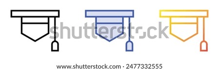 graduation hat icon. Linear, Blue Fill and Gradient Style Design Isolated On White Background