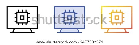 gpu icon. Linear, Blue Fill and Gradient Style Design Isolated On White Background
