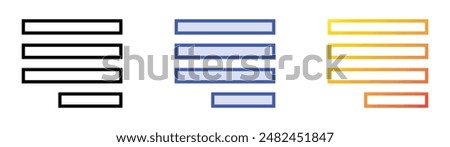 justify text icon. Linear, Blue Fill and Gradient Style Design Isolated On White Background