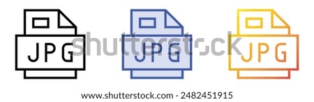 jpg file icon. Linear, Blue Fill and Gradient Style Design Isolated On White Background