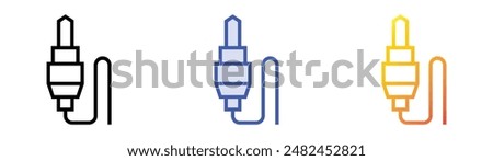 jack cable icon. Linear, Blue Fill and Gradient Style Design Isolated On White Background