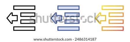 indent icon. Linear, Blue Fill and Gradient Style Design Isolated On White Background